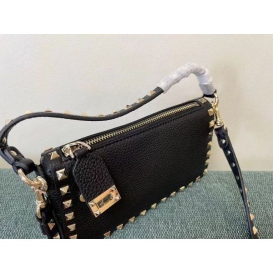 Fake Valentino Rockstud Small Crossbody Bag Black Grained Calfskin Replica Fake Valentino Rockstud Small Crossbody Bag Black Grained Calfskin Replica