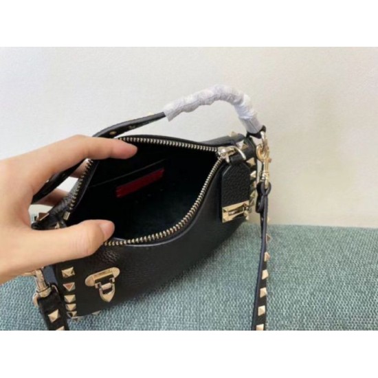 Fake Valentino Rockstud Small Crossbody Bag Black Grained Calfskin Replica Fake Valentino Rockstud Small Crossbody Bag Black Grained Calfskin Replica