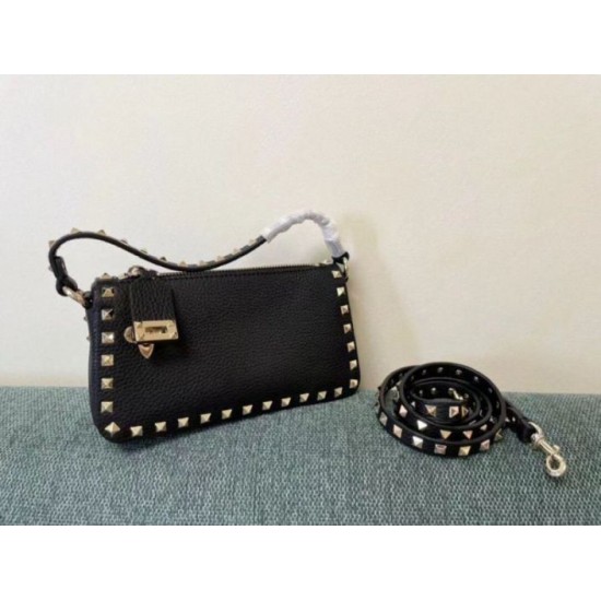 Fake Valentino Rockstud Small Crossbody Bag Black Grained Calfskin Replica Fake Valentino Rockstud Small Crossbody Bag Black Grained Calfskin Replica