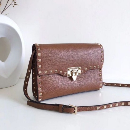 Replica Valentino Rockstud Small Crossbody Bag Brown Grained Replica Valentino Rockstud Small Crossbody Bag Brown Grained