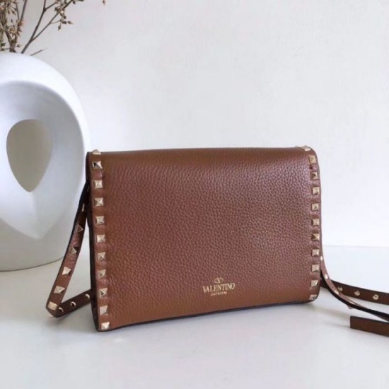 Replica Valentino Rockstud Small Crossbody Bag Brown Grained Replica Valentino Rockstud Small Crossbody Bag Brown Grained