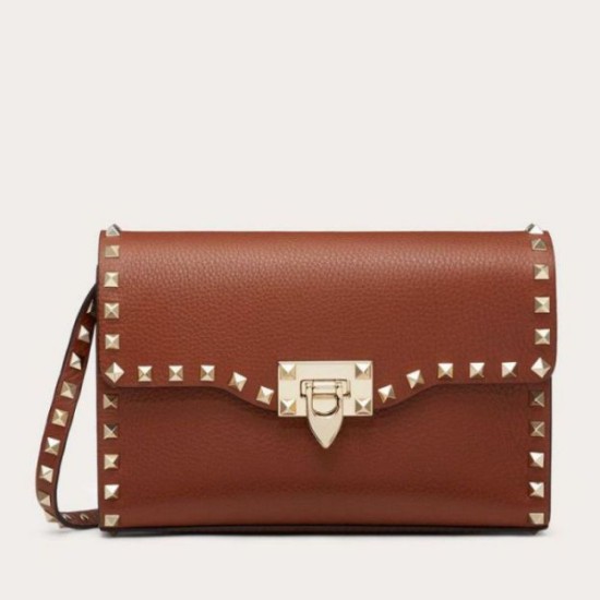 Replica Valentino Rockstud Small Crossbody Bag Brown Grained Replica Valentino Rockstud Small Crossbody Bag Brown Grained
