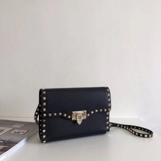 Fake Valentino Rockstud Small Crossbody Bag Black Grained Replica Replica Valentino Rockstud Small Crossbody Bag Black Grained