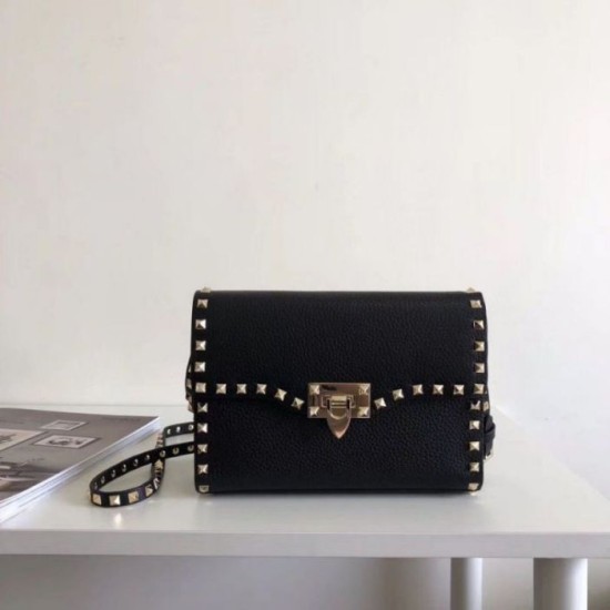 Fake Valentino Rockstud Small Crossbody Bag Black Grained Replica Replica Valentino Rockstud Small Crossbody Bag Black Grained