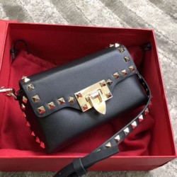 Replica Valentino Mini Rockstud Crossbody Bag Black Calfskin