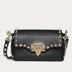 Replica Valentino Mini Rockstud Crossbody Bag Black Calfskin