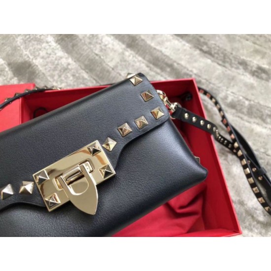 Replica Valentino Mini Rockstud Crossbody Bag Black Calfskin Replica Valentino Mini Rockstud Crossbody Bag Black Calfskin