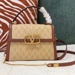 Replica Valentino Small Vsling Handbag Chevron Raffia