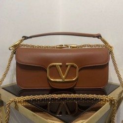Replica Valentino Loco Large Shoulder Bag Brown Calfskin