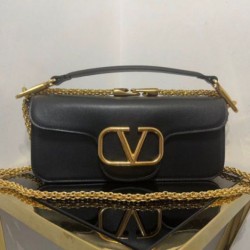 Fake Valentino Loco Large Shoulder Bag Black Calfskin Replica
