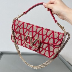 Replica Valentino Large Loco Shoulder Bag Red Toile Iconographe