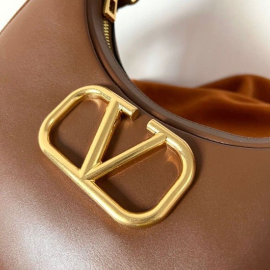 Replica Valentino Stud Sign Hobo Bag Dark Brown Calfskin Replica Valentino Stud Sign Hobo Bag Dark Brown Calfskin