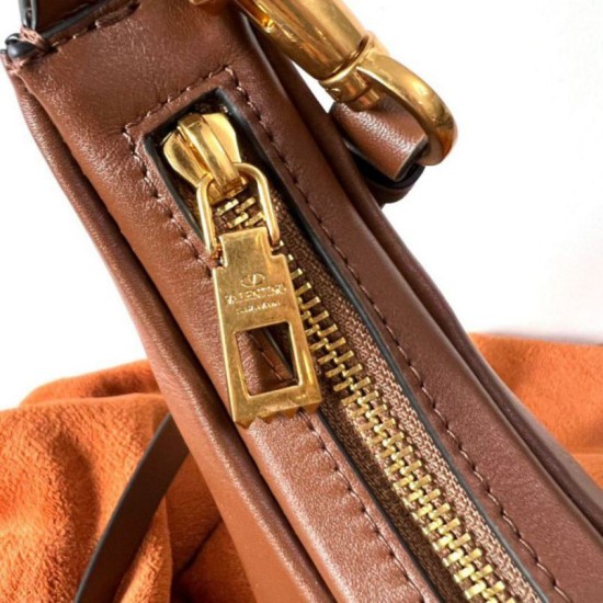 Replica Valentino Stud Sign Hobo Bag Dark Brown Calfskin Replica Valentino Stud Sign Hobo Bag Dark Brown Calfskin