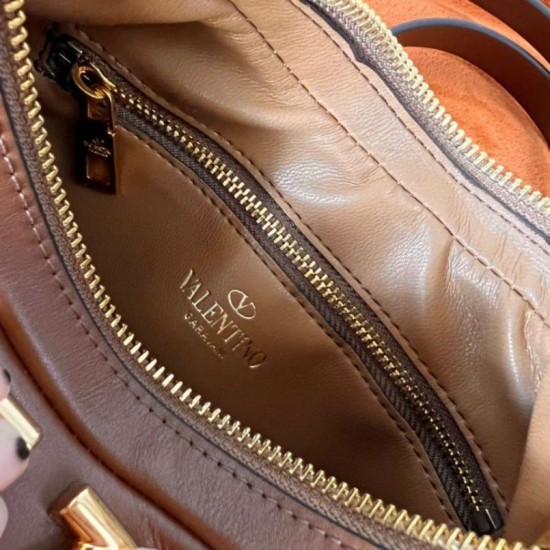Replica Valentino Stud Sign Hobo Bag Dark Brown Calfskin Replica Valentino Stud Sign Hobo Bag Dark Brown Calfskin