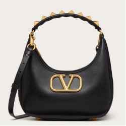 Replica Valentino Stud Sign Hobo Bag Black Calfskin