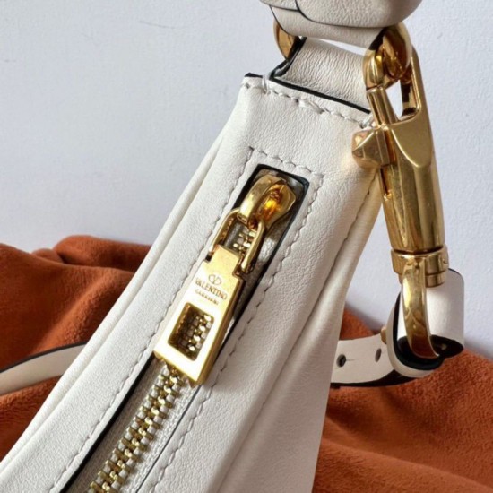 Replica Valentino Stud Sign Hobo Bag White Calfskin Replica Valentino Stud Sign Hobo Bag White Calfskin