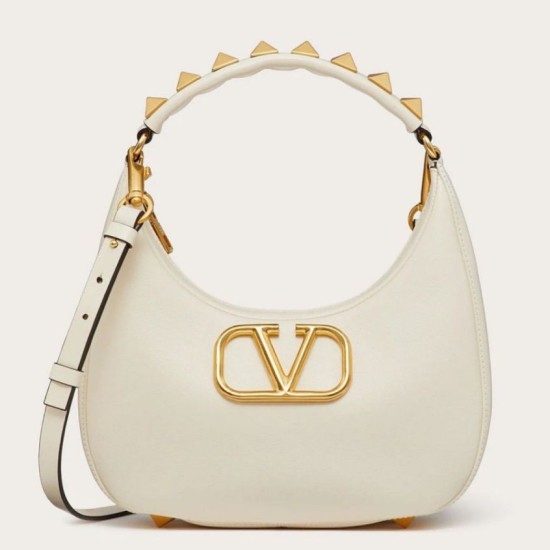 Replica Valentino Stud Sign Hobo Bag White Calfskin Replica Valentino Stud Sign Hobo Bag White Calfskin