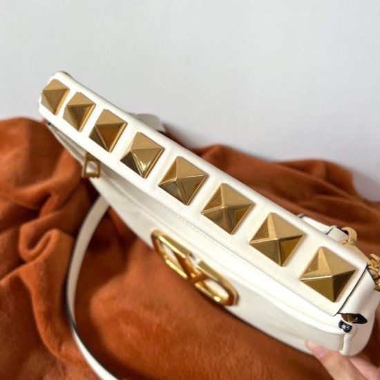 Replica Valentino Stud Sign Hobo Bag White Calfskin Replica Valentino Stud Sign Hobo Bag White Calfskin