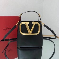 Replica Valentino Supervee Top Handle Bag Black Calfskin