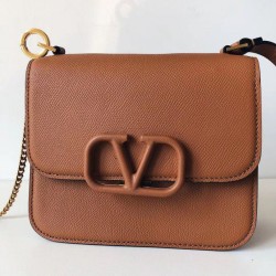 Replica Valentino Small Vsling Shoulder Bag Brown Grainy 