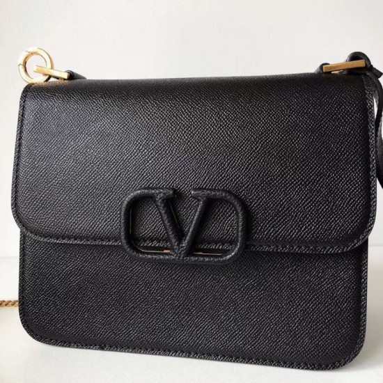 Replica Valentino Vsling Large Shoulder Bag Black Grainy Calfskin Replica Valentino Vsling Large Shoulder Bag Black Grainy Calfskin