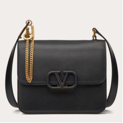 Replica Valentino Vsling Large Shoulder Bag Black Grainy Calfskin