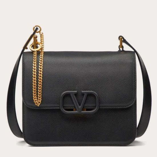 Replica Valentino Vsling Large Shoulder Bag Black Grainy Calfskin Replica Valentino Vsling Large Shoulder Bag Black Grainy Calfskin