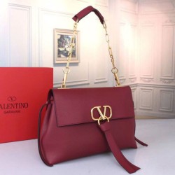 Replica Valentino Medium VRing Chain Bag Bordeaux Grainy Calfskin