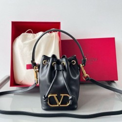 Replica Valentino VLogo Signature Mini Bucket Bag Black Calfskin