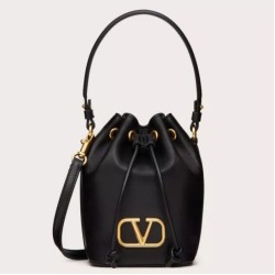 Replica Valentino VLogo Signature Mini Bucket Bag Black Calfskin