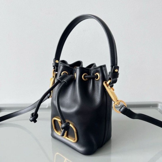 Fake Valentino VLogo Signature Mini Bucket Bag Black Calfskin Replica Replica Valentino VLogo Signature Mini Bucket Bag Black Calfskin