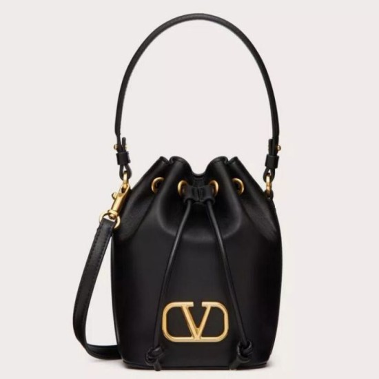 Fake Valentino VLogo Signature Mini Bucket Bag Black Calfskin Replica Replica Valentino VLogo Signature Mini Bucket Bag Black Calfskin