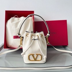 Replica Valentino VLogo Signature Mini Bucket Bag White Calfskin