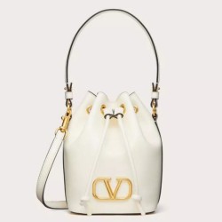 Replica Valentino VLogo Signature Mini Bucket Bag White Calfskin