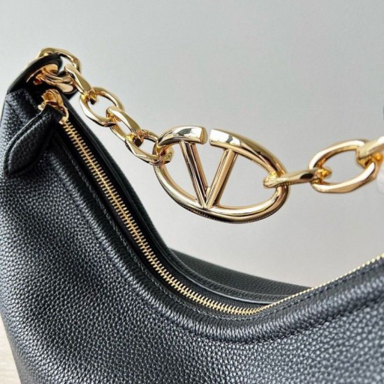 Replica Valentino VLogo Moon Small Hobo Bag with Chain Black Replica Valentino VLogo Moon Small Hobo Bag with Chain Black