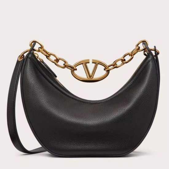 Replica Valentino VLogo Moon Small Hobo Bag with Chain Black Replica Valentino VLogo Moon Small Hobo Bag with Chain Black