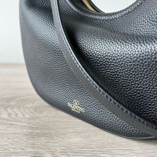 Replica Valentino VLogo Moon Small Hobo Bag with Chain Black Replica Valentino VLogo Moon Small Hobo Bag with Chain Black