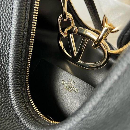 Replica Valentino VLogo Moon Small Hobo Bag with Chain Black Replica Valentino VLogo Moon Small Hobo Bag with Chain Black