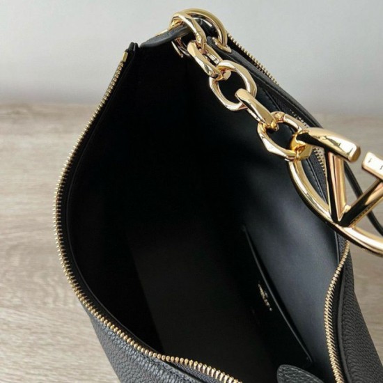 Replica Valentino VLogo Moon Small Hobo Bag with Chain Black Replica Valentino VLogo Moon Small Hobo Bag with Chain Black