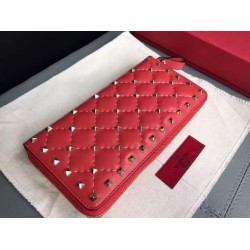 Replica Valentino Rockstud Spike Zip Wallet Red Lambskin Fake Valentino Rockstud Spike Zip Wallet Red Lambskin Replica