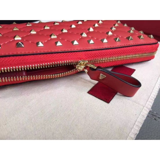 Replica Valentino Rockstud Spike Zip Wallet Red Lambskin Fake Valentino Rockstud Spike Zip Wallet Red Lambskin Replica