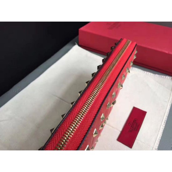Replica Valentino Rockstud Spike Zip Wallet Red Lambskin Fake Valentino Rockstud Spike Zip Wallet Red Lambskin Replica