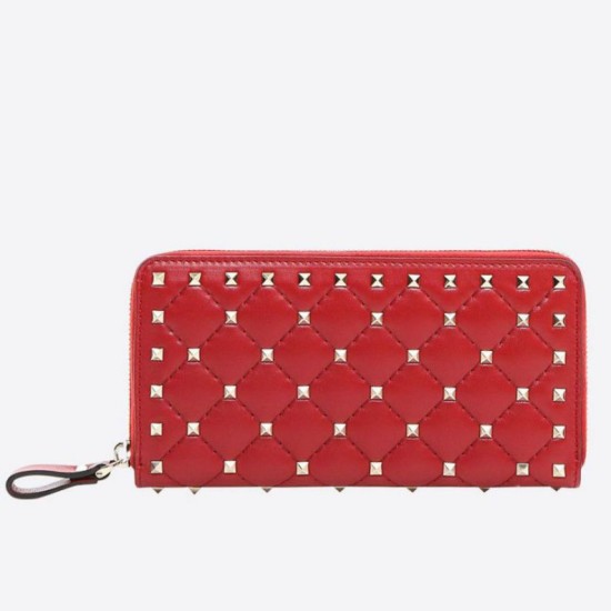 Replica Valentino Rockstud Spike Zip Wallet Red Lambskin Fake Valentino Rockstud Spike Zip Wallet Red Lambskin Replica