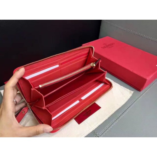 Replica Valentino Rockstud Spike Zip Wallet Red Lambskin Fake Valentino Rockstud Spike Zip Wallet Red Lambskin Replica