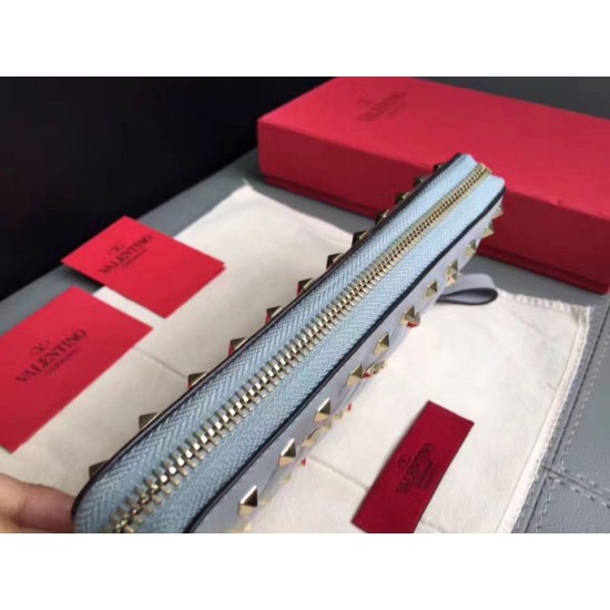 Replica Valentino Rockstud Spike Zip Wallet Sky Blue Lambskin Replica Valentino Rockstud Spike Zip Wallet Sky Blue Lambskin