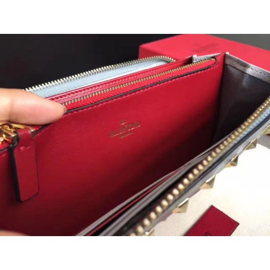 Replica Valentino Rockstud Spike Zip Wallet Sky Blue Lambskin Replica Valentino Rockstud Spike Zip Wallet Sky Blue Lambskin