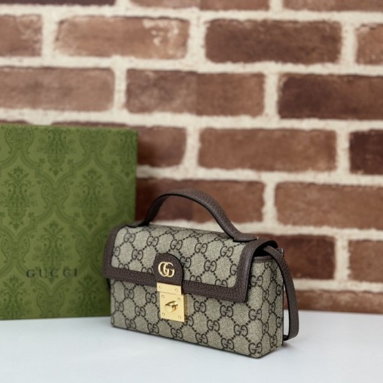 Replica Gucci 772314 Ophidia mini top handle bag GG Supreme Black
