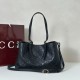 Replica Gucci 815214 GG Emblem medium tote bag Embossing Leather Black