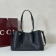 Replica Gucci 815214 GG Emblem medium tote bag Embossing Leather Black