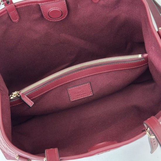 Replica Gucci 815214 GG Emblem medium tote bag Embossing Leather Red